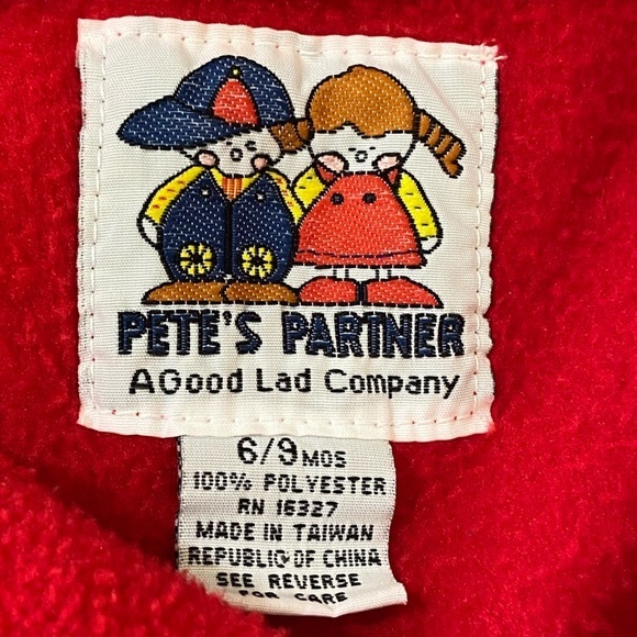 Vintage PETE’S PARTNER Fleece Romper & Beret Both Adorned W/Flowers Sz 6-9 M - Picture 6 of 6